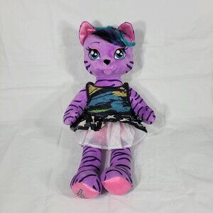 Build A Bear Honey Girls Teegan Cat Plush Stuff Animal with Outfit Purple Stripe